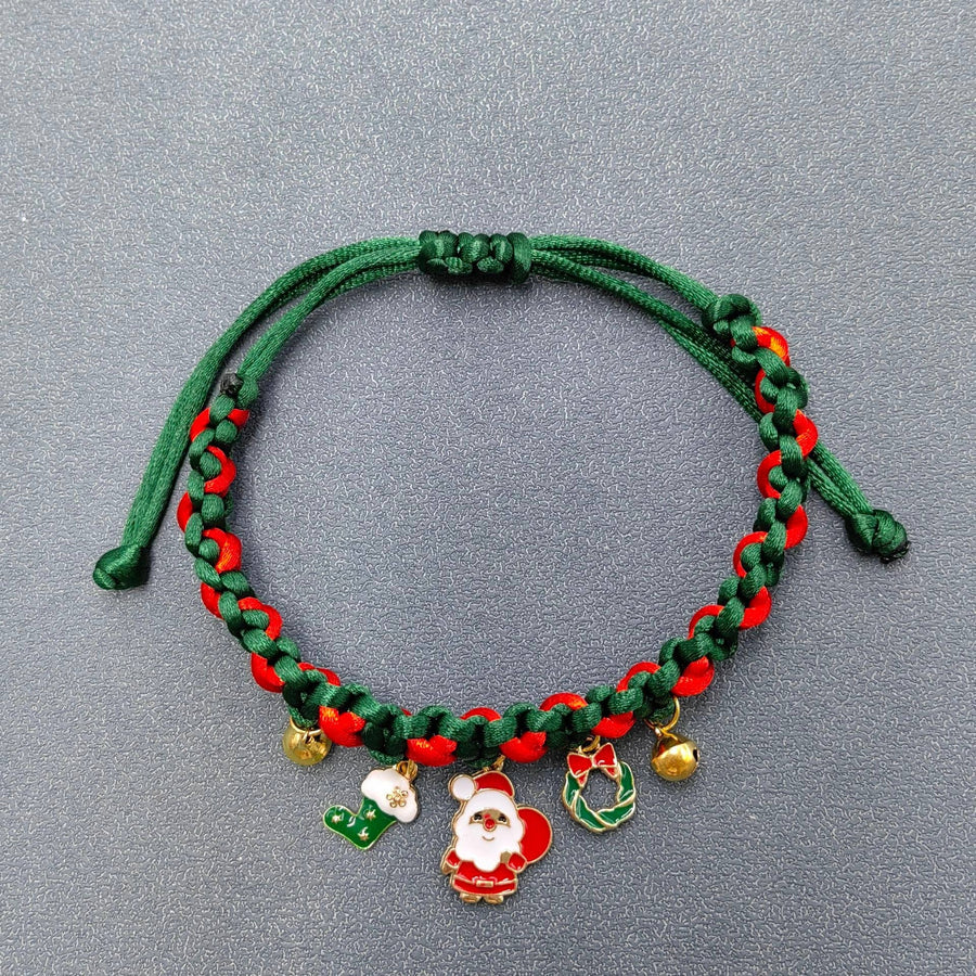 Green and red Christmas necklaces with Emaille pendants