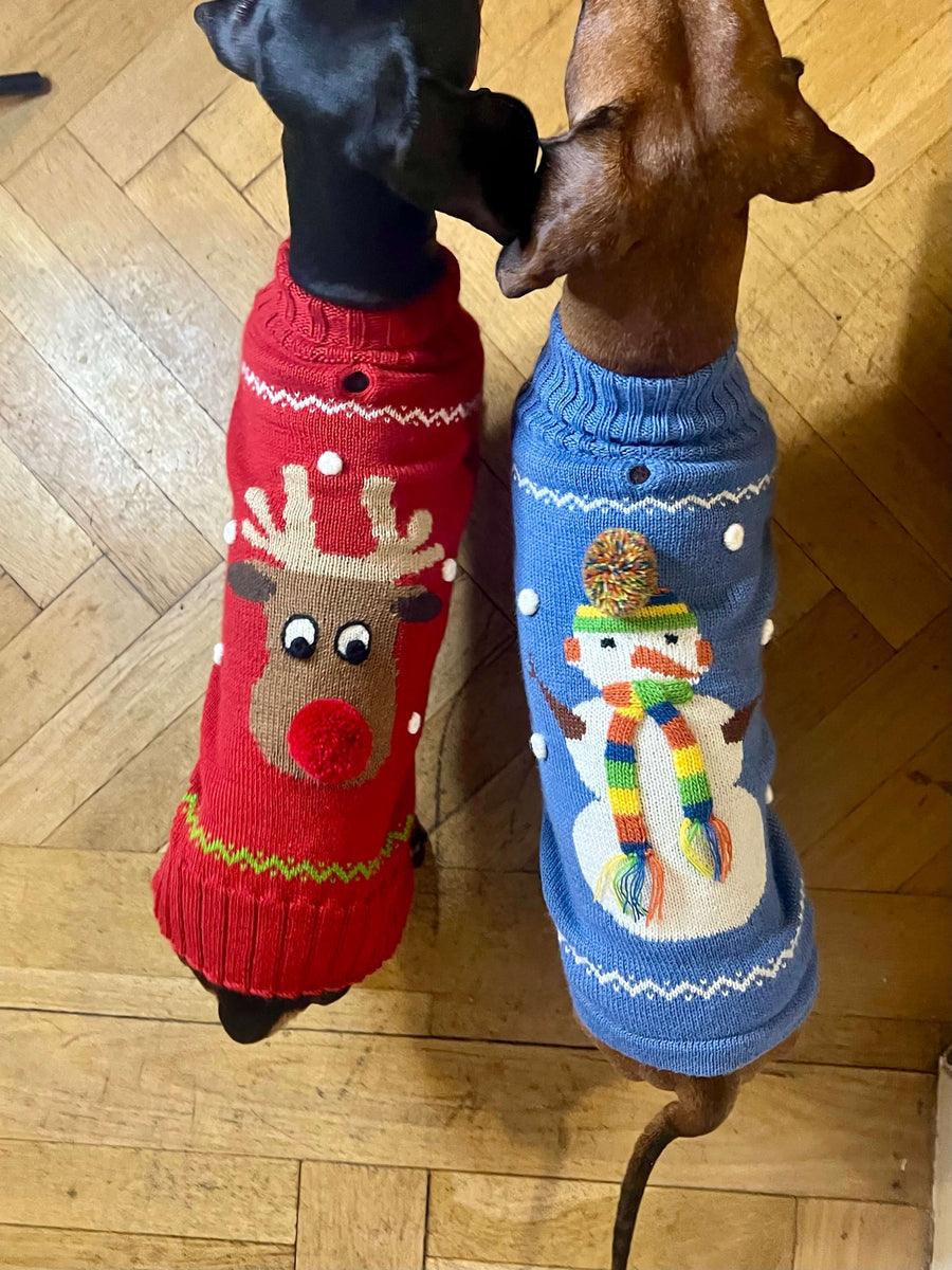 Pink dachshund sweater Snowman