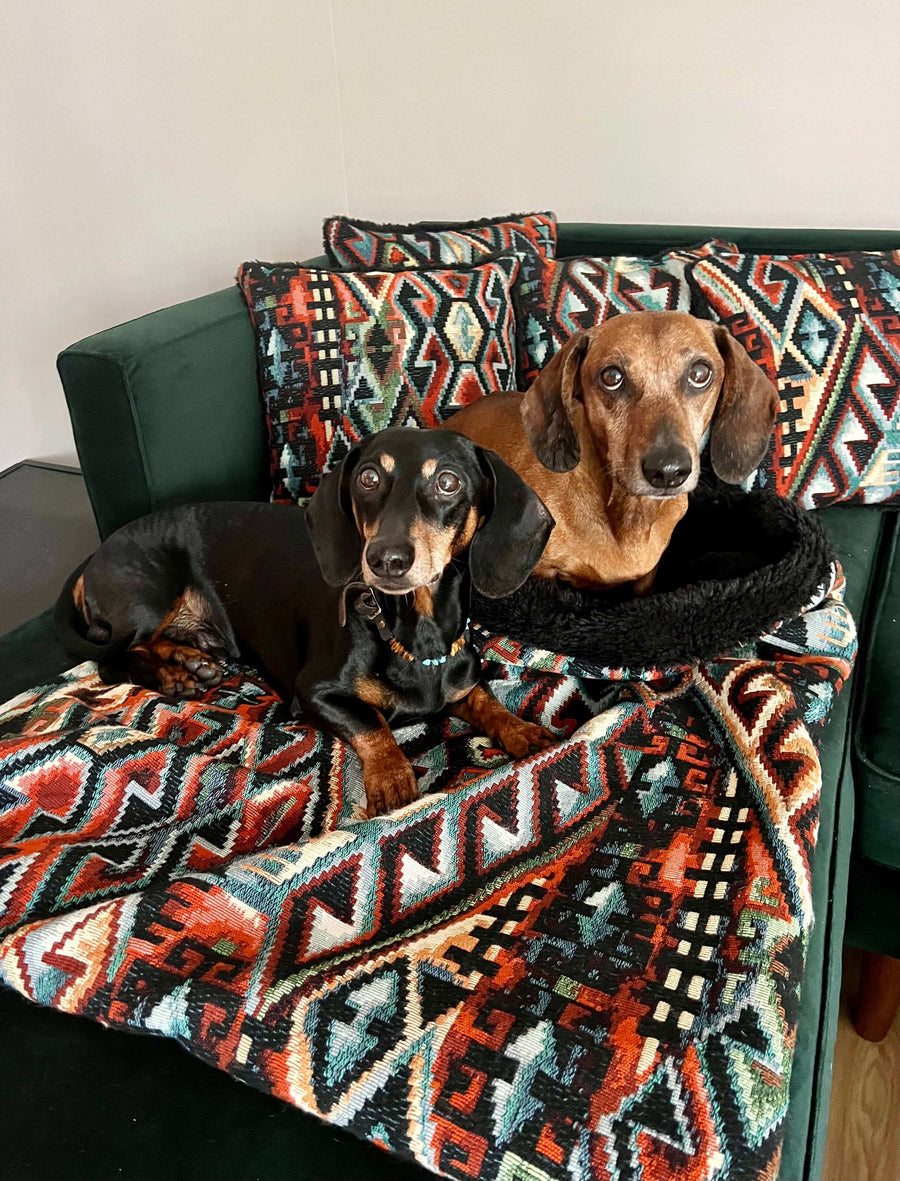 Indie pattern cuddlesack dog bed