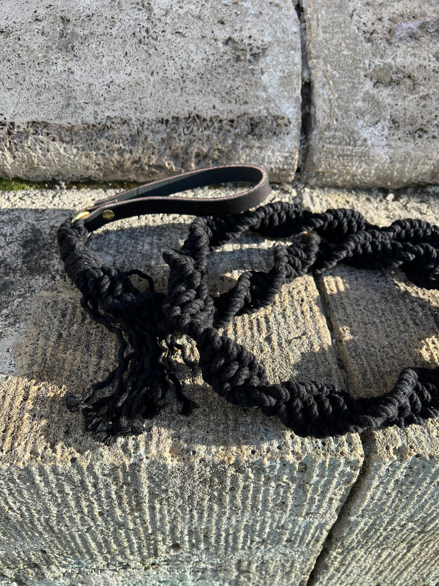 Black macramé dog leash